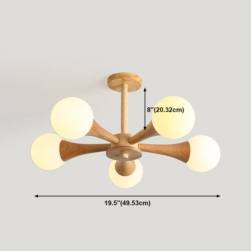 Nordic Sputnik Ceiling Chandelier Wooden Dining Room Suspension Light