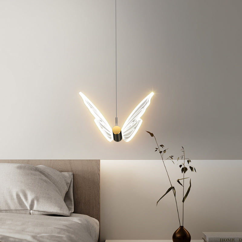 Butterfly Hanging Light Fixture Modern LED Pendant Lamp with Acrylic Shade for Bedroom