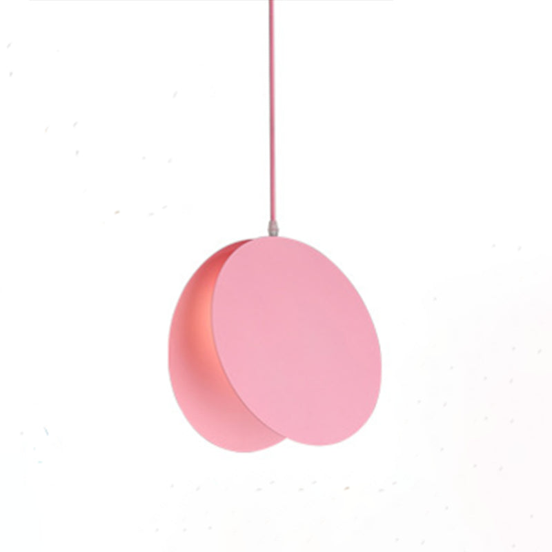 Macaron Style Hanging Light Fixture 1-Light Pendant Lamp with Iron Shade for Bedroom