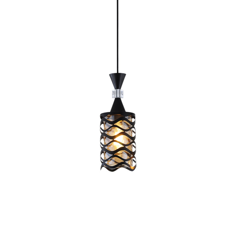 Cutouts Glass Suspension Light Fixture Modern Black Pendant Light for Dining Room