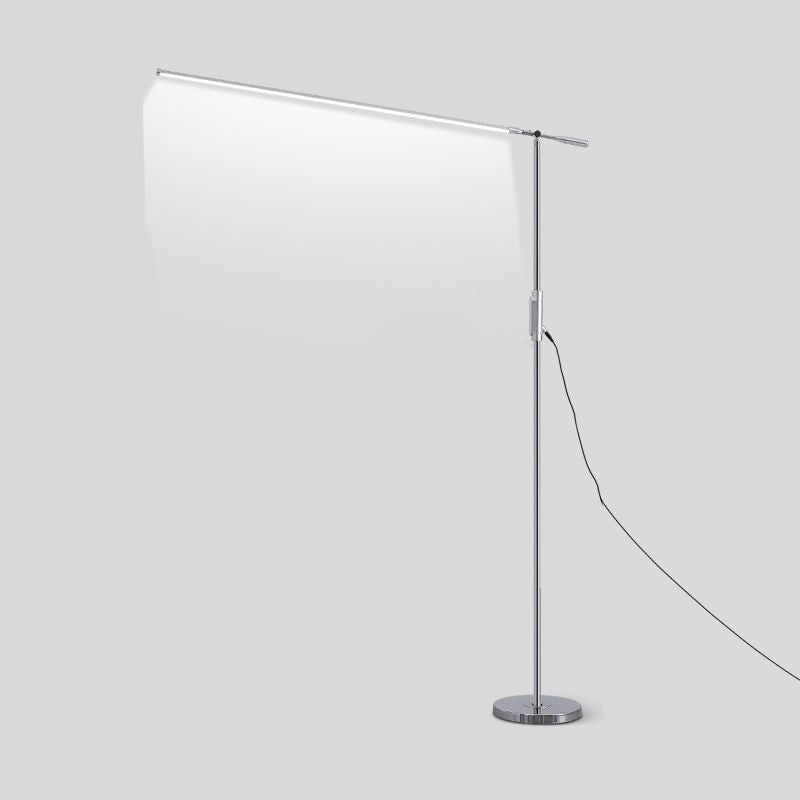 Linear Shape Metal Floor Light Modern Style Single Light Floor Mount Light in Silver