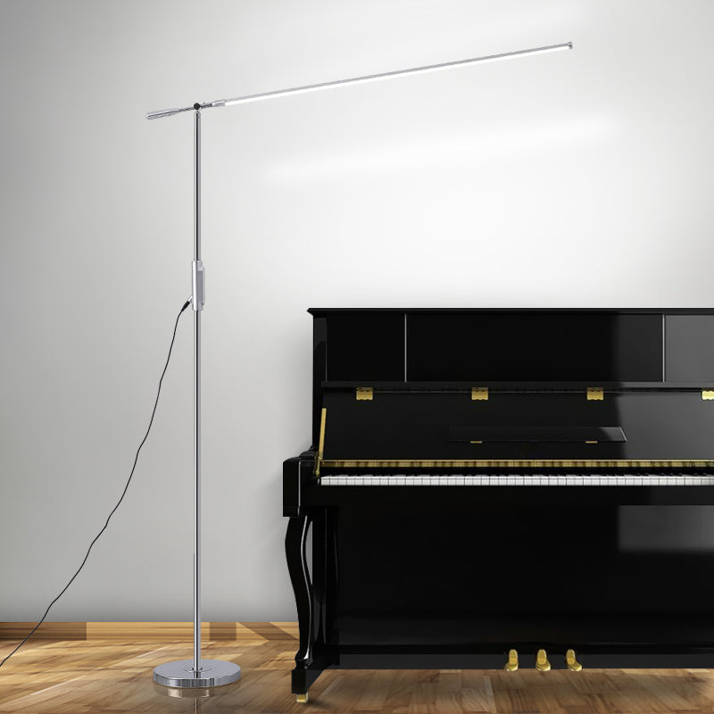 Linear Shape Metal Floor Light Modern Style Single Light Floor Mount Light in Silver