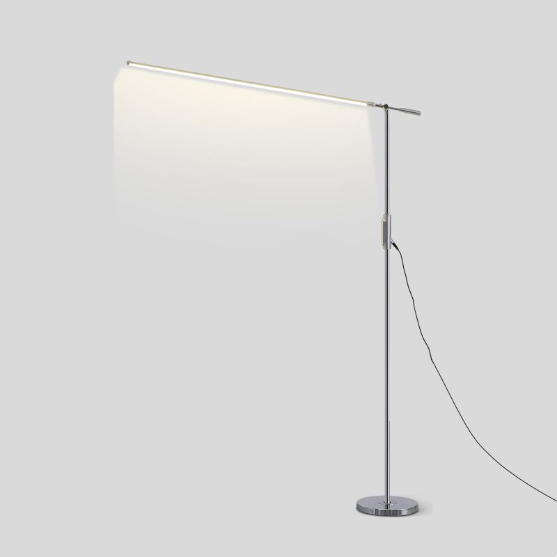 Linear Shape Metal Floor Light Modern Style Single Light Floor Mount Light in Silver