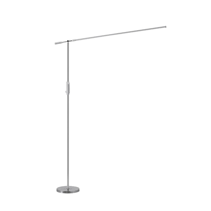 Linear Shape Metal Floor Light Modern Style Single Light Floor Mount Light in Silver