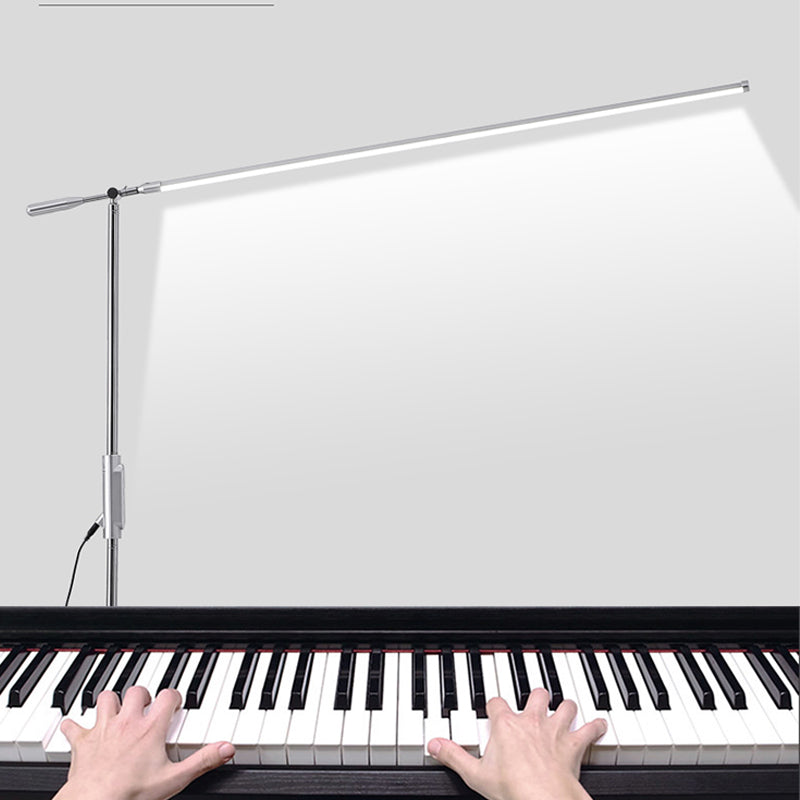 Linear Shape Metal Floor Light Modern Style Single Light Floor Mount Light in Silver