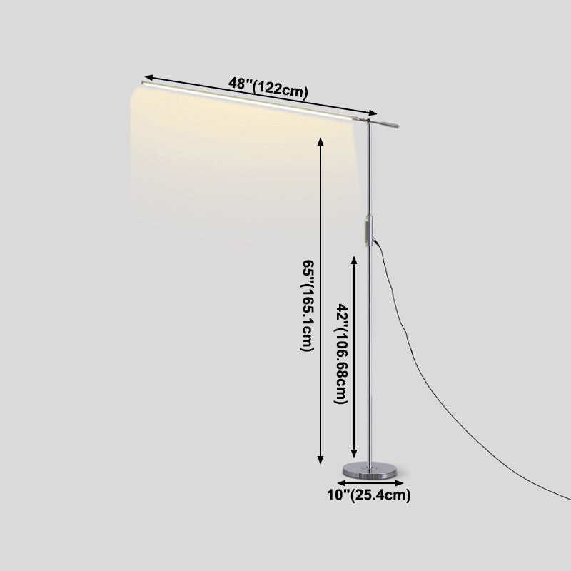 Linear Shape Metal Floor Light Modern Style Single Light Floor Mount Light in Silver