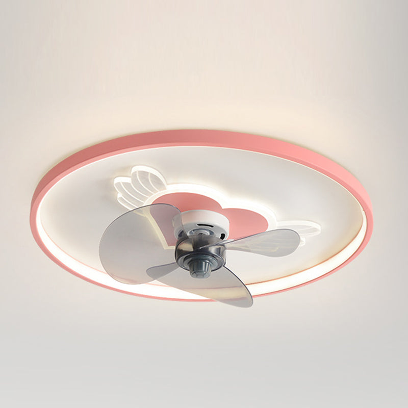 Kids Style Geometry Ceiling Fan Lights Metal 2 Light LED Flush Lights