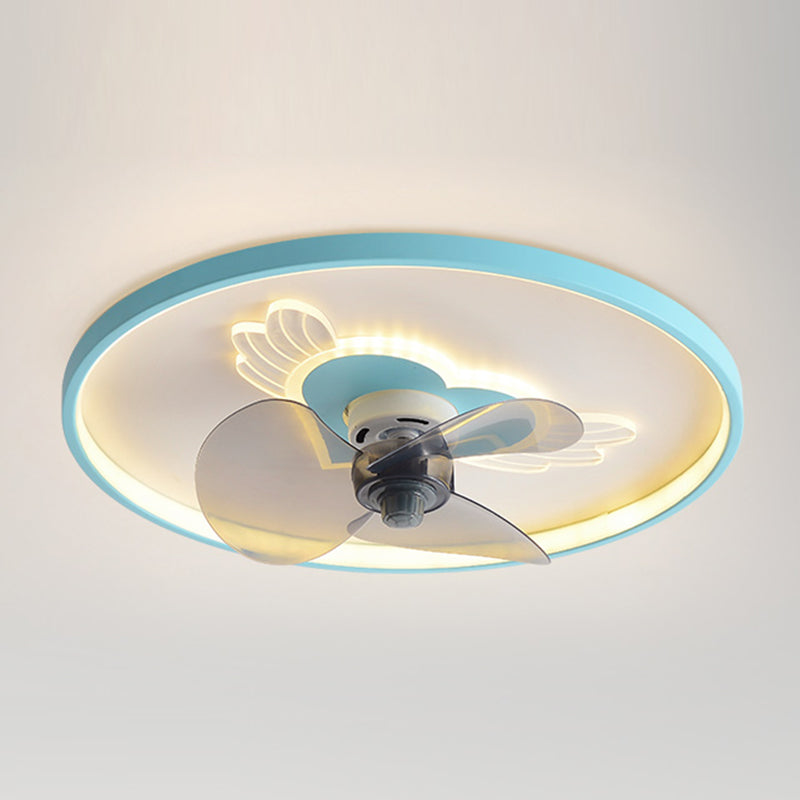 Kids Style Geometry Ceiling Fan Lights Metal 2 Light LED Flush Lights