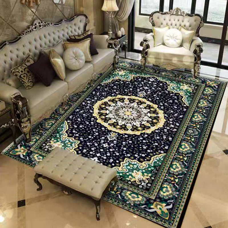 Wine Red Graphic Rug Polyester Luxury Rug Stain Resistant Rug for Drawing Room