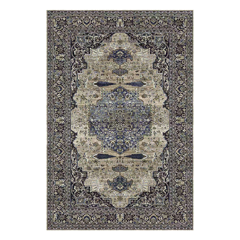 Orange Vintage Rug Polyester Graphic Rug Stain Resistant Rug for Drawing Room