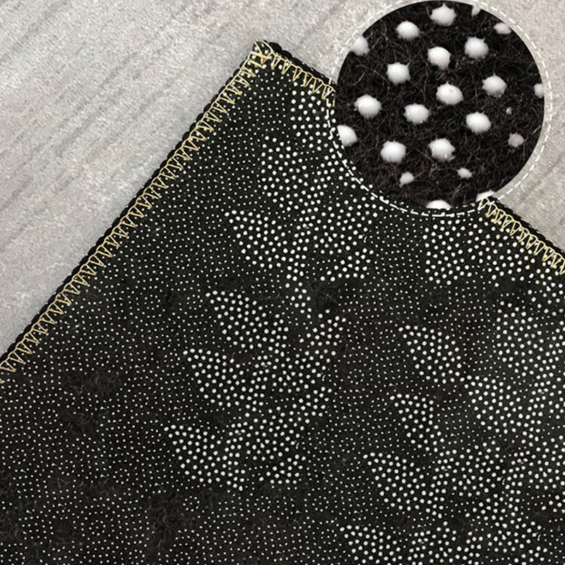 Black Modern Rug Polyester Geometric Patterns Rug Washable Rug for Living Room