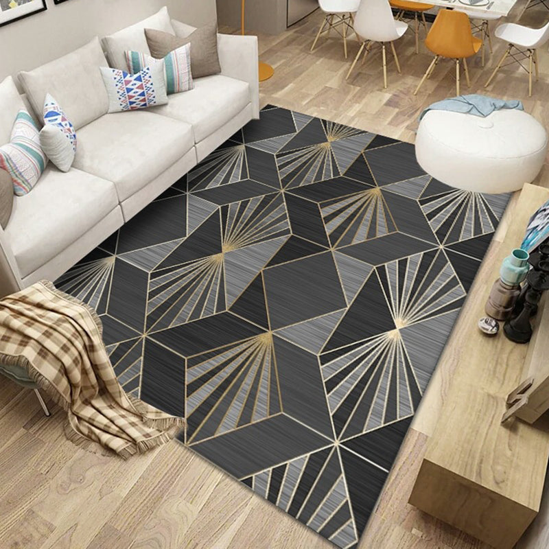 Light Gray Modern Rug Polyester Rhombus Indoor Rug Washable Rug for Drawing Room