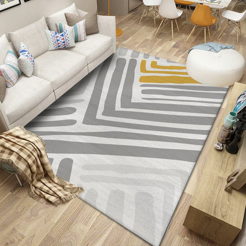 Light Gray Modern Rug Polyester Rhombus Indoor Rug Washable Rug for Drawing Room