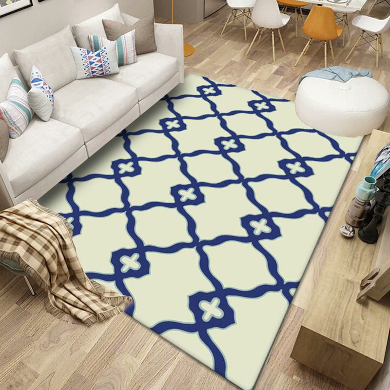Light Gray Modern Rug Polyester Rhombus Indoor Rug Washable Rug for Drawing Room