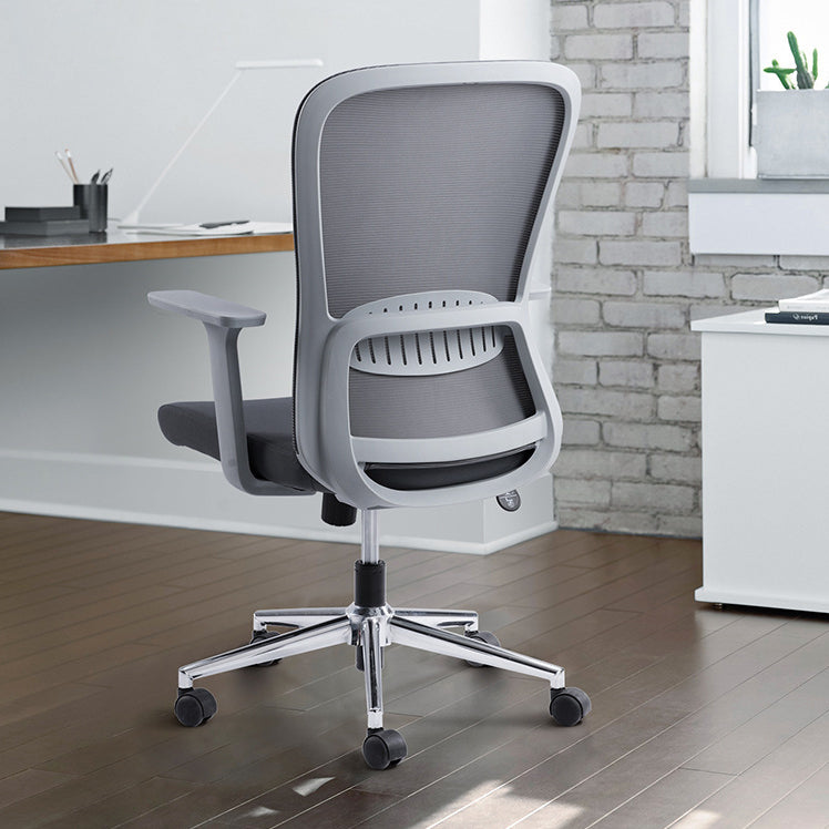 Ergonomic Mesh Desk Chair Modern Style Fixed Arms Chair with Swivel Casters