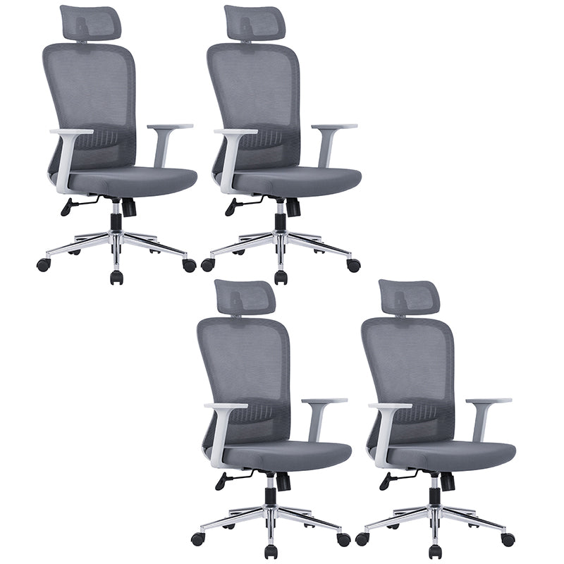 Ergonomic Mesh Desk Chair Modern Style Fixed Arms Chair with Swivel Casters