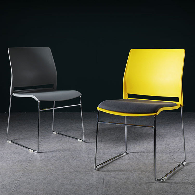 Modern Style Task Chair Plastic Armless Office Chair with Metal Legs