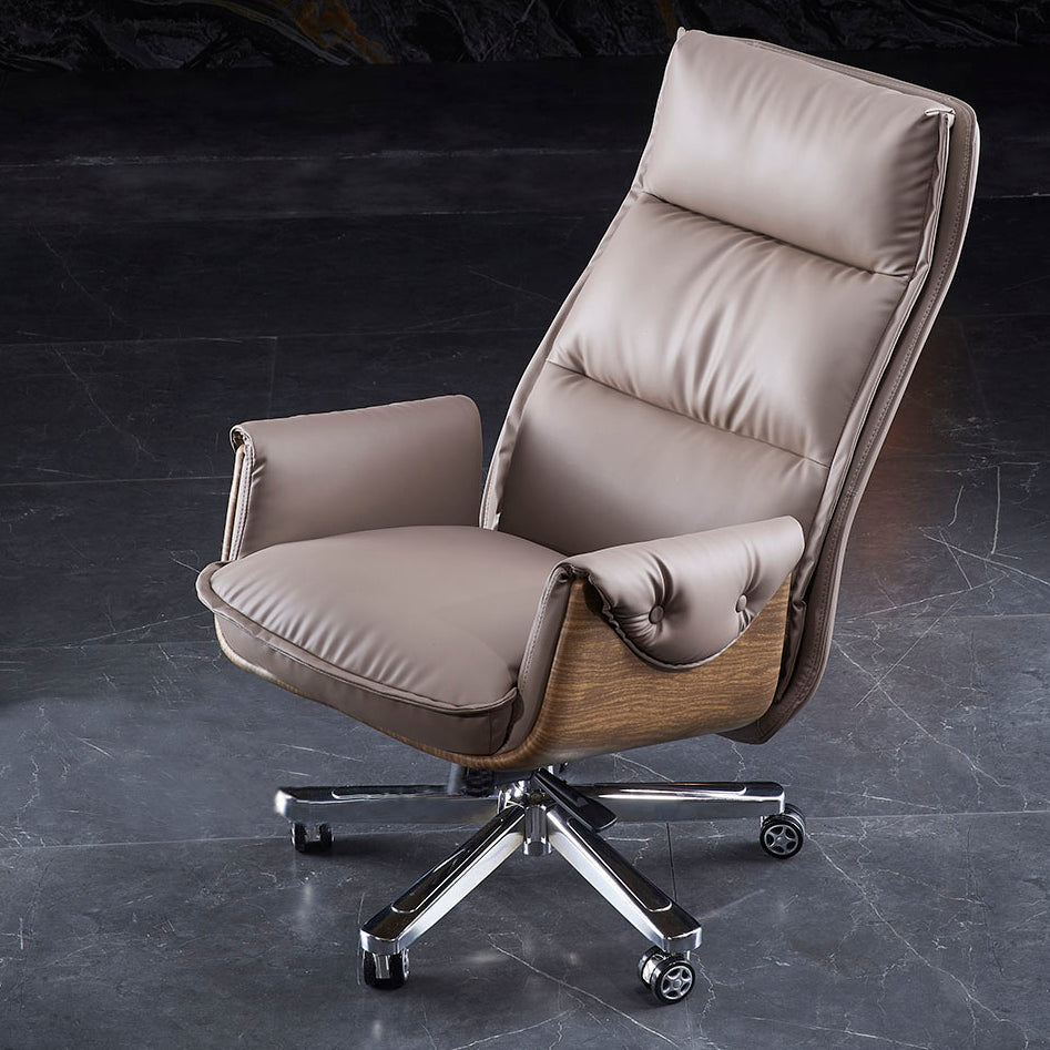 Executive Ergonomic Desk Chair with Padded Arms Chrome Metal Modern Task Chair with Wheels