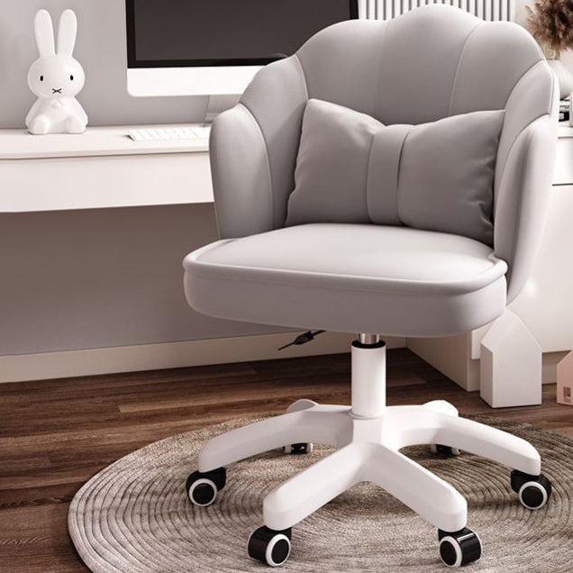 Mid Back Velvet Desk Chair Contemporary Armless Chair with Wheels