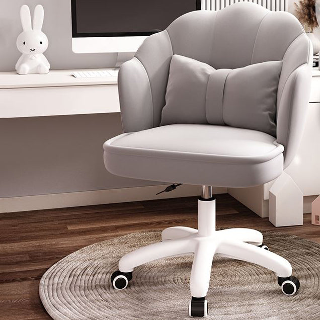 Mid Back Velvet Desk Chair Contemporary Armless Chair with Wheels