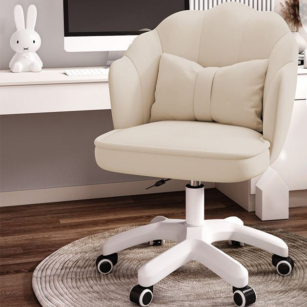 Mid Back Velvet Desk Chair Contemporary Armless Chair with Wheels