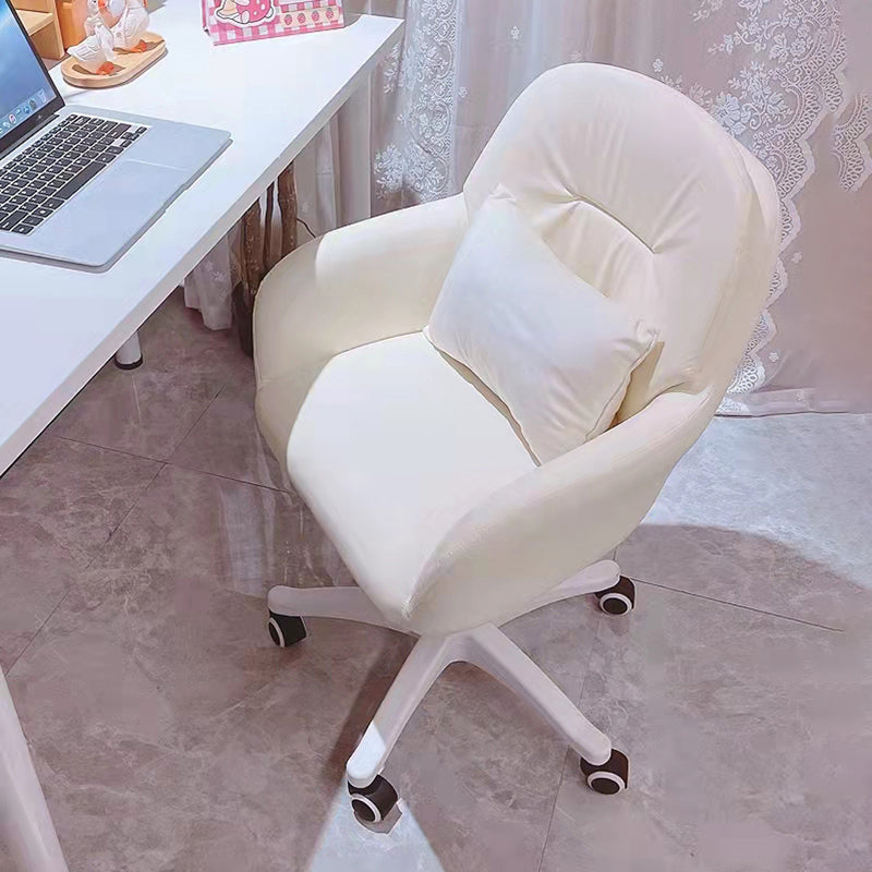 Faux Leather Desk Chair Contemporary Pillow Included Office Chair with Wheels