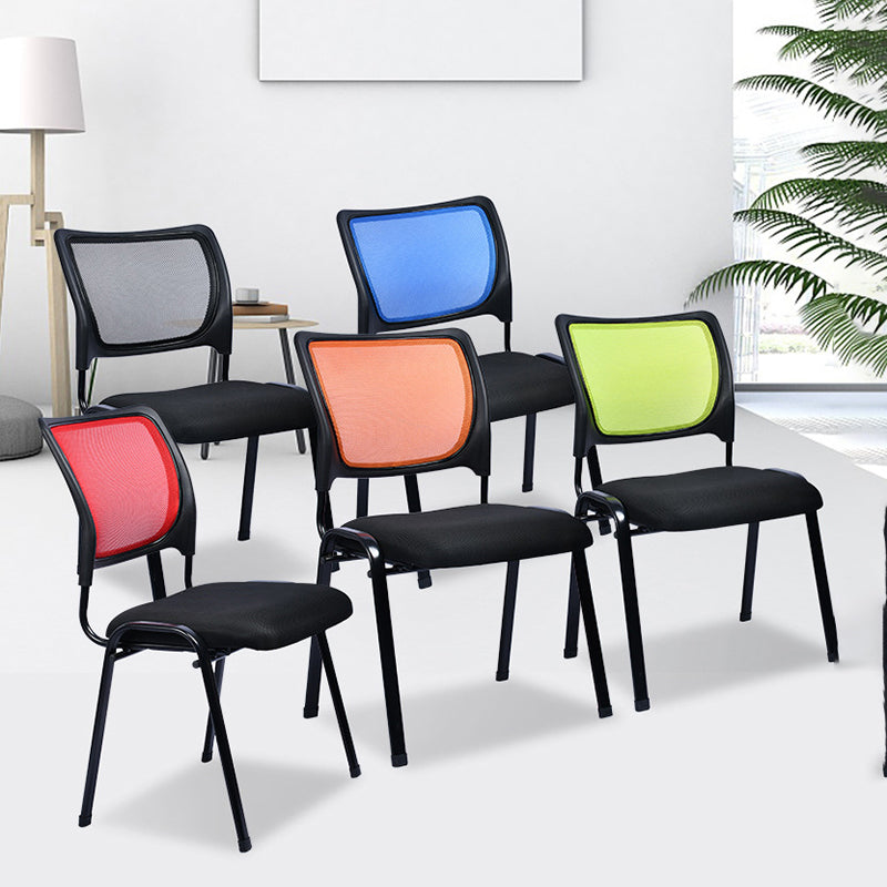 Black Metal Frame Modern Office Chair Mid-Back Microfiber Task Chair