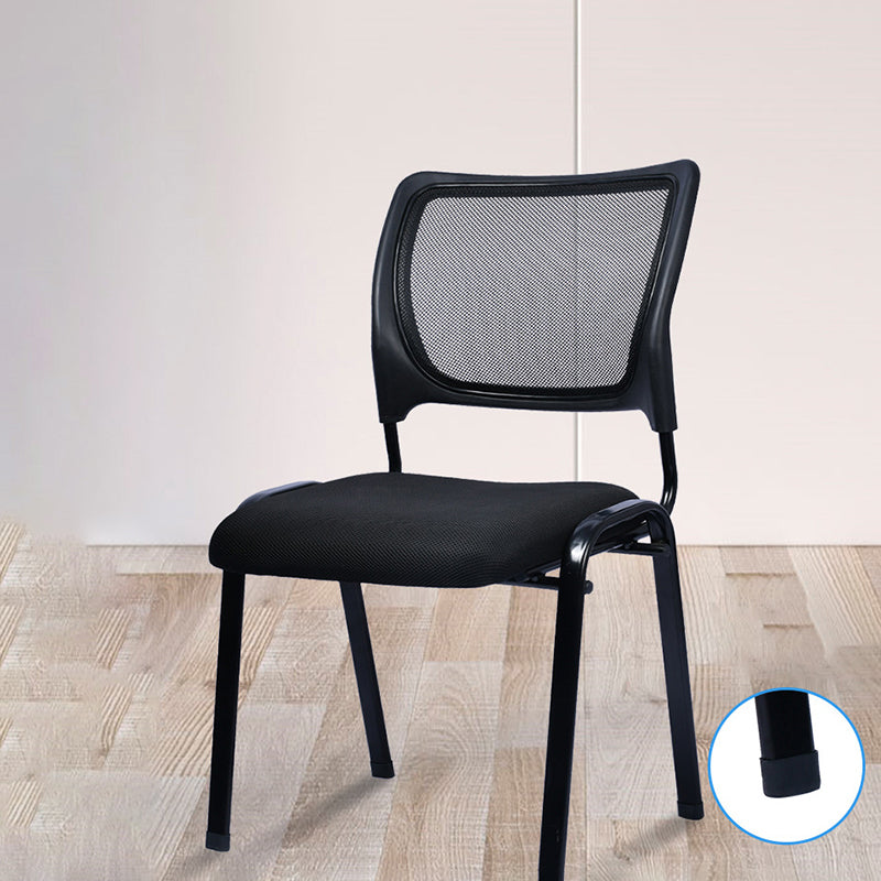 Black Metal Frame Modern Office Chair Mid-Back Microfiber Task Chair