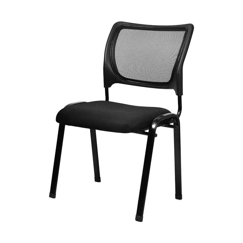 Black Metal Frame Modern Office Chair Mid-Back Microfiber Task Chair