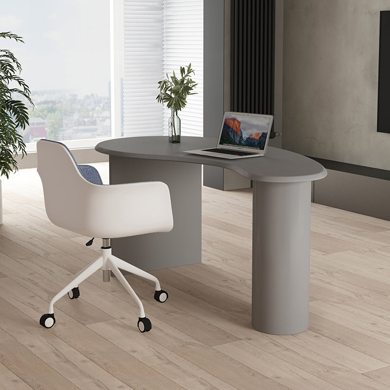 Solid Wood Writing Desk Industrial Style Pedestal Base Office Desk