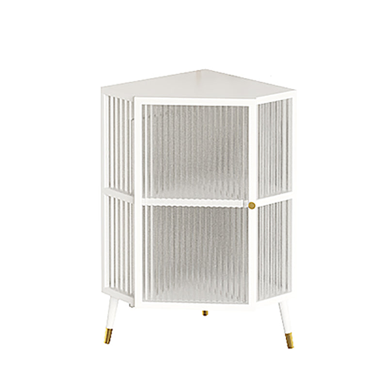 Modern Style Kitchen Server Glass Door Metal Frame Dining Server for Living Room