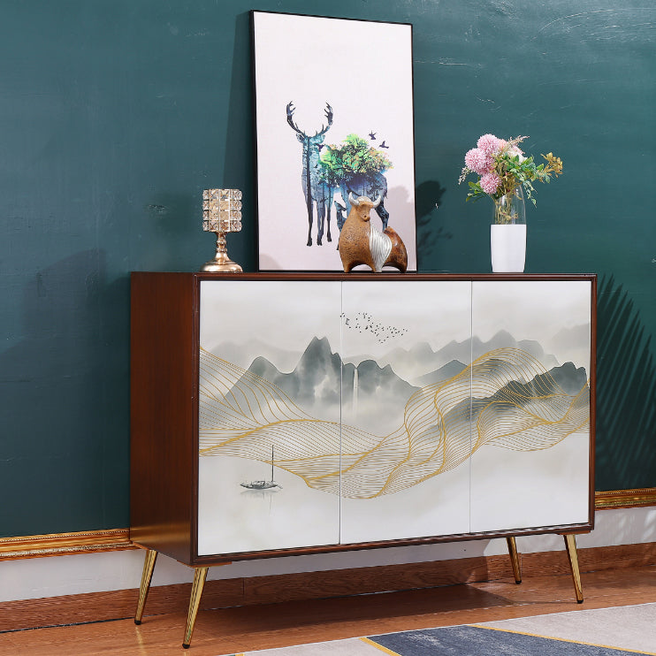 Modern Birch Wood Sideboard Simple Cabinets Dining Server for Living Room