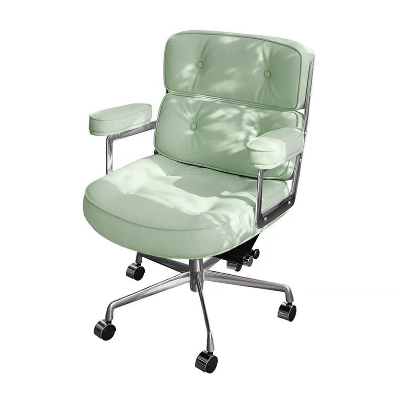 27.16" L x 25.98" W x 36.22" H Genuine Leather Arm Chair with Wheels for Bedroom