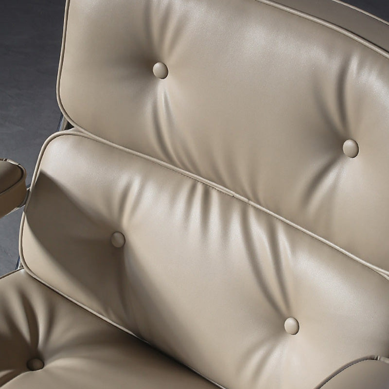 27.16" L x 25.98" W x 36.22" H Genuine Leather Arm Chair with Wheels for Bedroom