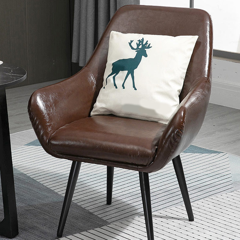 24.8"Wide Bonded Leather Arm Chair with Basic Four Legs and Flared Arms