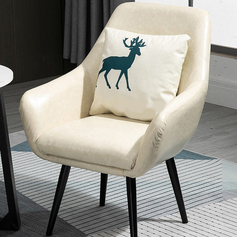 24.8"Wide Bonded Leather Arm Chair with Basic Four Legs and Flared Arms