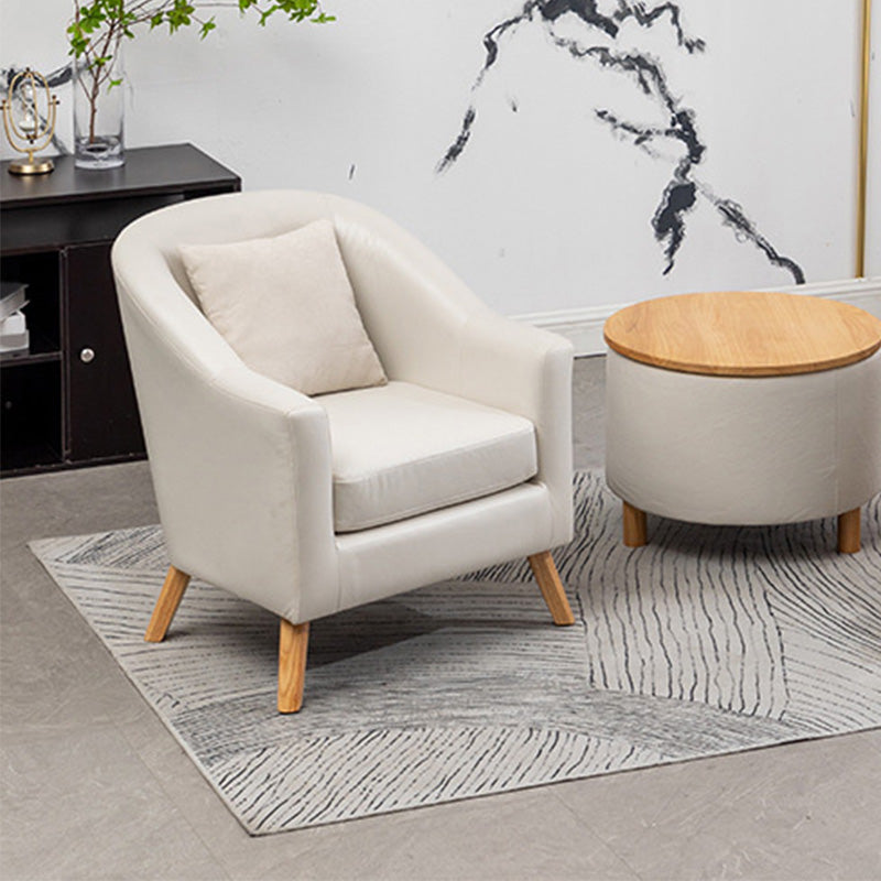 26.77" L x 27.55" W x 32.67" H Linen Barrel Accent Chair Sloped Arms Barrel Chair