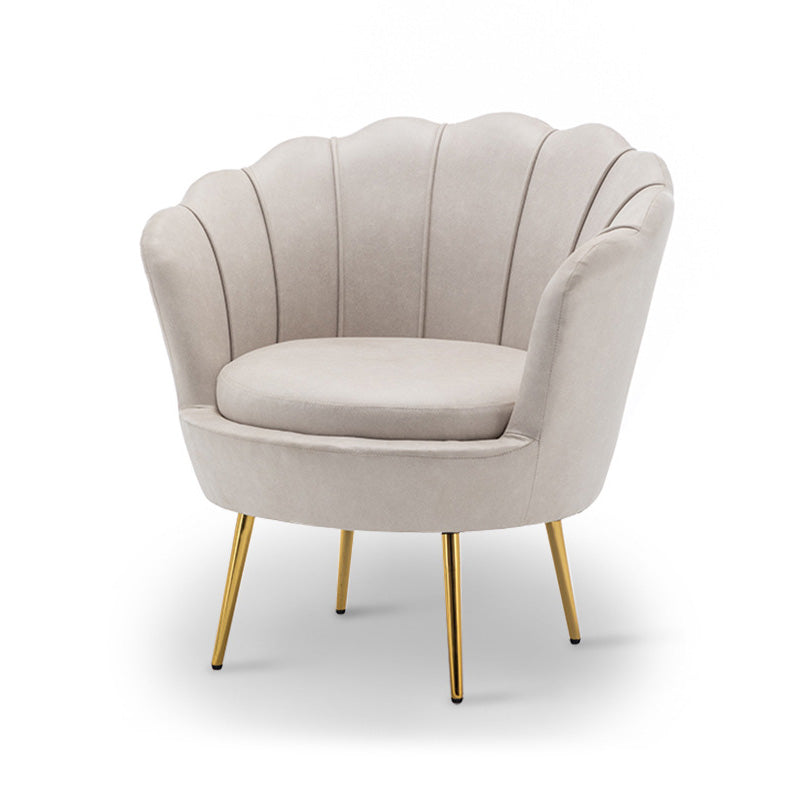 28.74" L x 28.74" W Velvet/Bonded Leather Barrel Accent Chair Sewn Pillow Back Chair