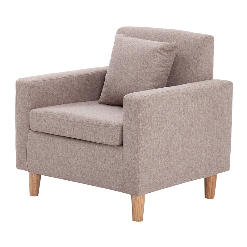 27.5"Wide Faux Leather/Linen Blend Tight Back Arm Chair with Basic Four Legs