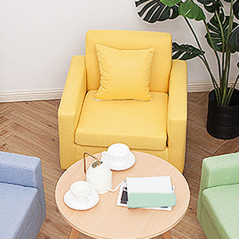 27.5"Wide Faux Leather/Linen Blend Tight Back Arm Chair with Basic Four Legs