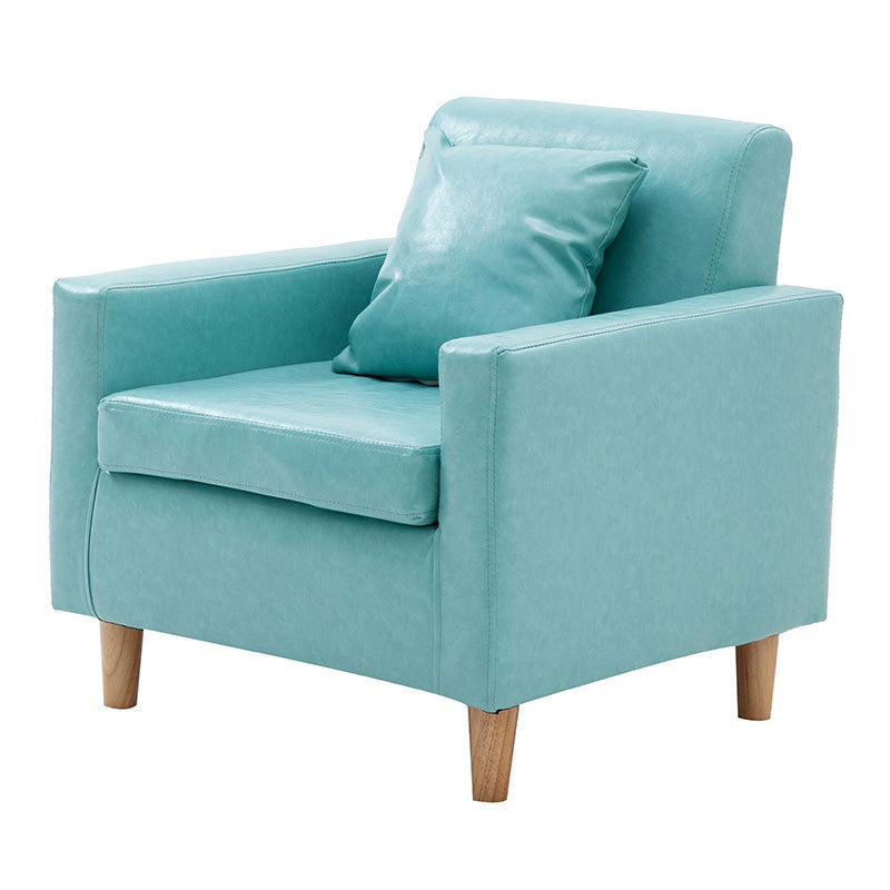 27.5"Wide Faux Leather/Linen Blend Tight Back Arm Chair with Basic Four Legs