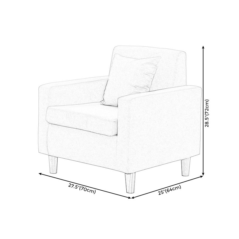 27.5"Wide Faux Leather/Linen Blend Tight Back Arm Chair with Basic Four Legs