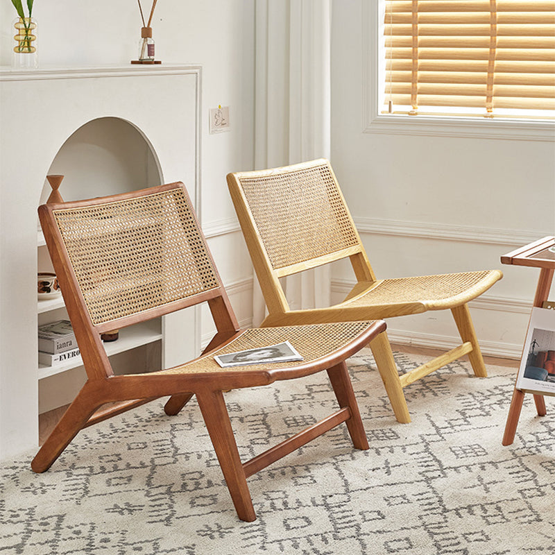 Wood Slipper Accent Chair Solid Wood Frame Armless Chair for Living Room