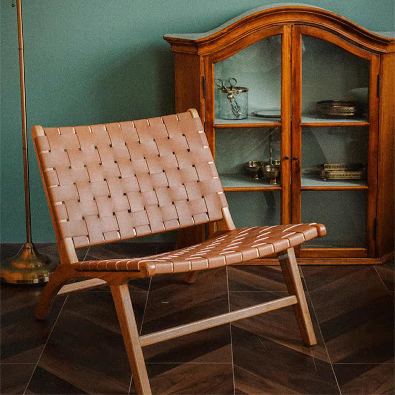 Wood Slipper Accent Chair Solid Wood Frame Armless Chair for Living Room