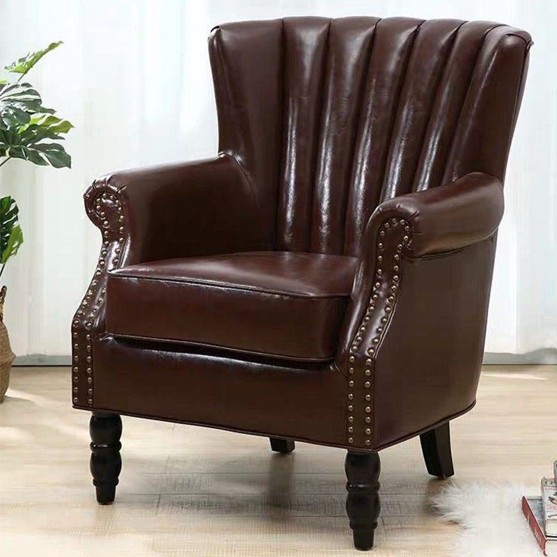 Modern 29.5"Wide Rolled Arms Nailhead Trim Single Sofa Chair with Sewn Pillow Back