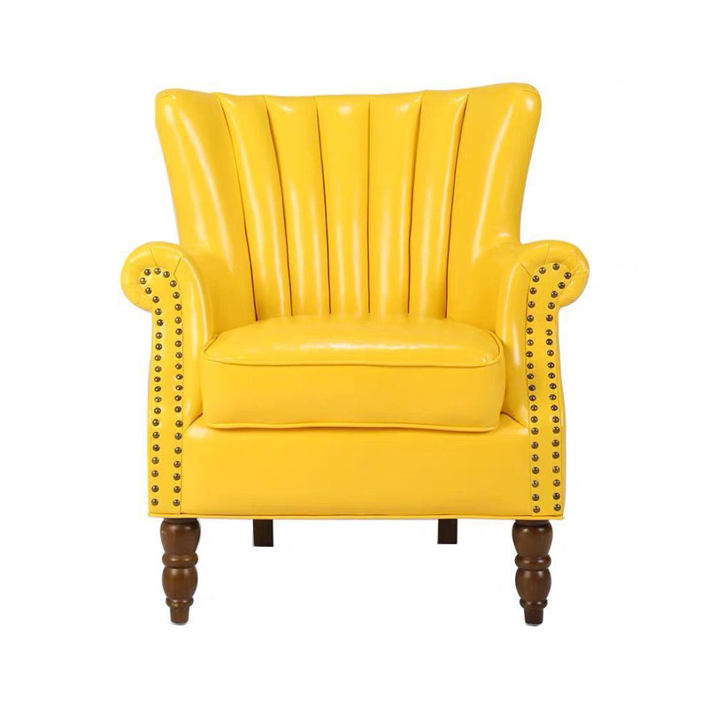 Modern 29.5"Wide Rolled Arms Nailhead Trim Single Sofa Chair with Sewn Pillow Back