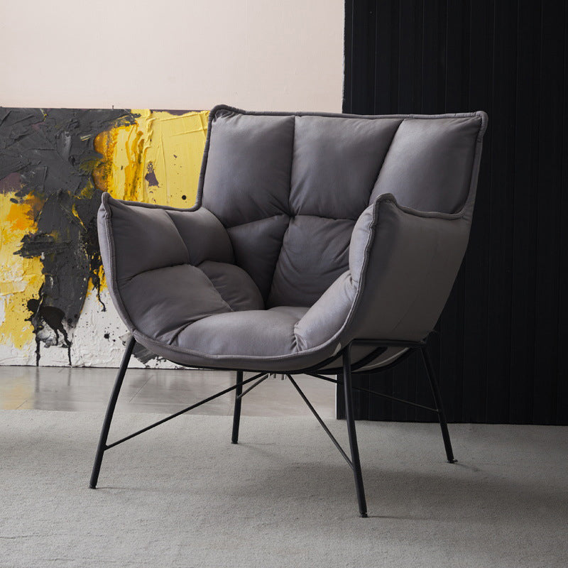 Scandinavian ArmChair 28.3"Wide Faux Leather Accent Chair with Flared Arms