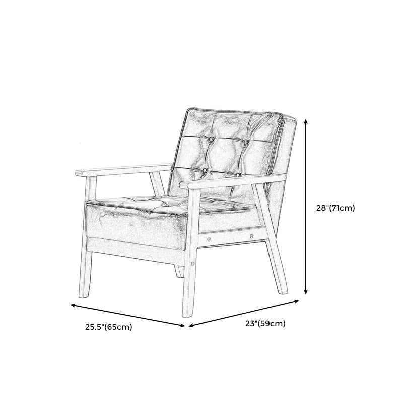 Square arm 25.5"W Faux Leather Arm Chair with Basic Four Legs and Tufted Back