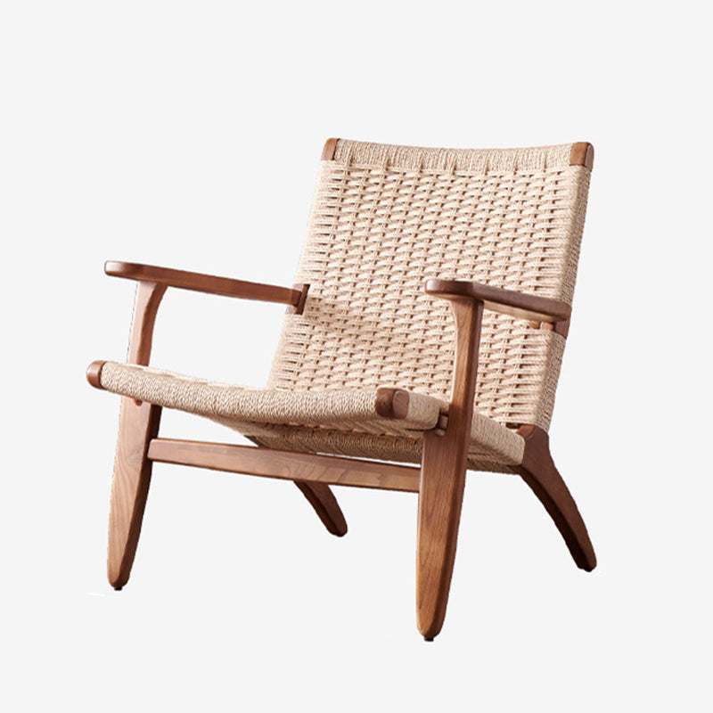 25.59" L x 31.88" W x 25.98" H Brown/Nautral Woven Accent Chair Solid Wood Lounge Chair