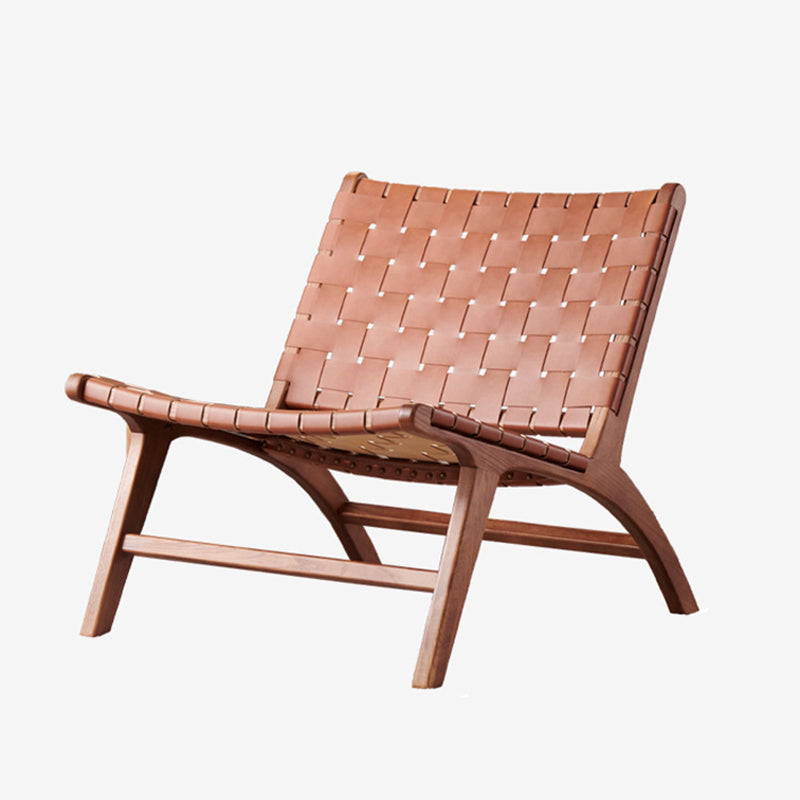 25.59" L x 31.88" W x 25.98" H Brown/Nautral Woven Accent Chair Solid Wood Lounge Chair